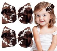Whaline 2 fermagli per capelli con glitter a forma di pallone da calcio, colore marrone e bianco, clip per capelli con nastro in grosgrain a tema sportivo, clip a coccodrillo, idea regalo