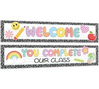Whaline 2 pezzi Composition Notebook Portico Banner Welcome Back to School Hanging Door Banner You Complete Our Class Portico Sign for Classroom Indoor Outdoor First Day of School Party Decor