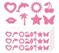 Whaline 240 adesivi abbronzanti per prendere il sole a forma di cuore, delfino, sole, ciliegie, labbra, albero, stella, farfalla, adesivi per abbronzatura, rosa chiaro, adesivi per il corpo per saloni