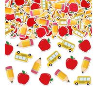 Whaline 300 coriandoli per il rientro a scuola, a forma di autobus, a matita, mele, centrotavola di carta, per il primo giorno di scuola, decorazione in classe