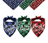 Whaline 3pcs Natale Cane Bandana Buffalo Plaid Pet Sciarpa Classico Triangolo Bavaglini Pet Costume Decorazione Accessori Lavabile Pet Collo per Festa di Natale Forniture