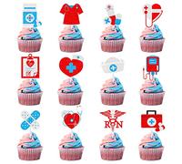 Whaline 48 topper per cupcake a tema infermieristico, per torte, strumenti medici, a forma di pillole, cupcake, per infermieristica, laurea, pensionamento, feste, decorazioni per torte, 12 design