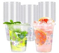 Whaline 50 bicchieri usa e getta da 350 ml, in plastica trasparente, con fiocco di neve, per Natale, inverno, caffè, succhi di frutta, bevande, paese delle meraviglie