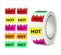 Whaline 500 pezzi Rave Hot Sticker Roll, Hot Flame Fire Shaped, Neon Color
