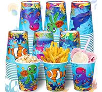 Whaline 60 tazze di carta usa e getta per oceano estivo da 10 once tazze da caffè animali marini sotto il mare bevande tazze da bagno usa e getta tazze da bagno per feste estive di compleanno oceano