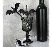 Whaline Cannucce di carta per Halloween, con glitter e pipistrello, usa e getta, cannucce nere per Halloween e feste, 25 pezzi