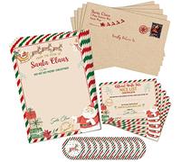 Whaline Carta da lettere ufficiale e certificato di Babbo Natale, include 5 fogli del Polo Nord, certificati per lista dei bambini buoni, buste, 10 adesivi, regali bambine famiglie in occasione