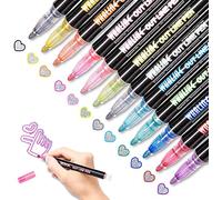 Whaline, Confezione da 12 pennarelli metallizzati glitterati che creano automaticamente il contorno, per scrittura, disegni, scarabocchi, biglietti di Natale o auguri compleanno, album ritagli, fai