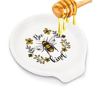 Whaline Cucchiaio di api Decorazione della cucina Queen Bee ceramica Cucchiaio da caffè Holder Bee Kind Sauce Piatti Ape Ape Ape Piatto Anello per Cucina Ufficio Estate Ape Giorno Festa Decor