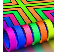 Whaline Nastro fluorescente UV, neon nastro fluorescente 6 colori luce nastro tapet, nastro luminoso decorativo, nastro adesivo riflettente(1,3 cm x 16,5 piedi)