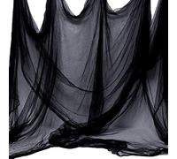 Whaline, Panno Pauroso per Halloween, 701 cm x 221 cm, Garza spettrale per Halloween, Decorazione Spaventosa per Case infestate, Forniture per Feste, Decorazione per Interni ed Esterni, Nero
