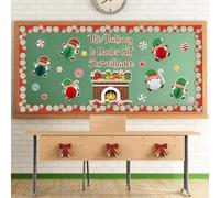 Whaline Set di 61 decorazioni natalizie per bacheche natalizie, colore rosso e verde, sagome a forma di bastoncino di zucchero e palline di fiori di carta 3D con 200 punti di colla per Capodanno,