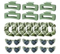 Whaline Set regalo per proposta di damigella d'onore, 18 pezzi, verde salvia, regalo per damigella d'onore, fermagli per capelli, scrunchies, occhiali da sole, per matrimoni, addio al nubilato,