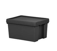 Wham Bam - Scatola portaoggetti con coperchio, in plastica nera, resistente, riciclata, 16 l