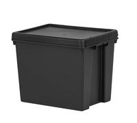 Wham Bam - Scatola portaoggetti con coperchio, in plastica nera, resistente, riciclata, 24 l