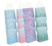 WHAMVOX 12 Pezzi Sacchetti Regalo Natale in Carta Kraft con Manici Borse Portadolci Fiocco per Feste Tema Invernale Sacchettini Riutilizzabili per Caramelle e Snack Natale