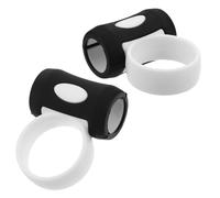 WHAMVOX 2 Pezzi Anello per Dita per Bacchette, Clip di Controllo per Bacchette 5a in Plastica e Gomma, Bianco e Nero, Accessorio Antiscivolo per Principianti e Batteristi,