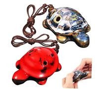 WHAMVOX 2 pezzi Ocarina in Ceramica Strumento Musicale Portatile a Forma di Testuggine per Principianti Design Resistente e Decorativo in Blu e Rosso Smaltato