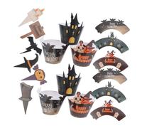 WHAMVOX 2 Set Pirottini Halloween per Cupcake in con Topper Teschio Decorazioni Resistenti e Colorate per Feste per Muffin e Dolci Tema Halloween