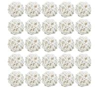 WHAMVOX 25 Pezzi Palla di Rattan per Aromaterapia Bianca 3cm in Legno | Ricambio per Diffusione Profumo, Riempitivo per Vaso, Accessorio Decorativo Naturale