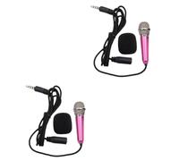 WHAMVOX 2pezzi Microfono Mini Portatile Senza Fili Per k Song Compatibile Con Smartphone e Pc Suono Dinamico e Leggero Per Registrazioni e Chat Online Rosa