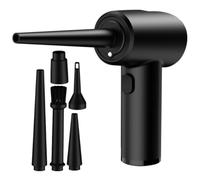 WHAMVOX Air Duster Senza Fili Portatile per Computer, Spolveratore Elettrico in ABS Nero, 2000mah X 3, Ricarica USB Type-c, Flusso d'Aria Potente, Riutilizzabile, per Tastiera e Auto