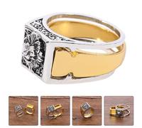 WHAMVOX Anello Leone per Uomo Scomparto Segreto Anello Gotico Retrò in Metallo Resistente Gioiello Estetico da Dito per Feste e Regalo per Padre e Nonno