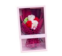 WHAMVOX Bouquet di Rose di Sapone Artificiale Rossa in Scatola Regalo Fiore Conservato Creativo senza Appassire Decorazione Floreale per San Anniversari e Matrimoni