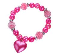 WHAMVOX Braccialetto a Perline da Bambina Ciondolo a Cuore Bracciale Elastico in Resina Leggera e Colorata Gioielli da Polso Decorativi per Ragazze e Adatto per Uso Quotidiano e