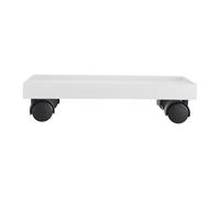 WHAMVOX Carrello Porta Piante con Ruote - Base Mobile Rettangolare con Coperchio - Contenitore Bianco Stretto e Lungo in ABS e PP per Patio e Ambienti Domestici
