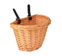 WHAMVOX Cestino Bici Piccolo D Forma in Rattan Naturale Tessuto a Mano Portapacchi Anteriore Staccabile per Manubrio Spazioso e Facile da Installare per Ragazzi e Ragazze Colore Casuale