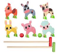 WHAMVOX Croquet Animali per Legno Naturale Mallet Resistente e Levigato Gioco Educativo per Sviluppo Coordinazione Mano-Occhio Divertimento Interattivo per Ragazzi e Ragazze all'Esterno