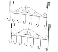 WHAMVOX Ganci Appendiabiti Resistenti e Facili da Rimuovere 2 Pezzi per Porte senza Bucare in Ferro Nero per Organizzare Asciugamani e Borse in Bagno