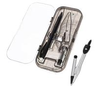 WHAMVOX Kit Compasso e Righello, Set da Disegno Geometrico Portatile e Leggero, Plastica e Metallo, Nero, Box, per Studenti, Ingegneri e Architetti