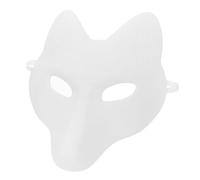 WHAMVOX Maschera Bianca da Volpe in Pu e Eva Morbida e Pitturabile per Costume da Ballo in Maschera e Sfilate di Moda, Accessorio Cosplay per Halloween e Feste
