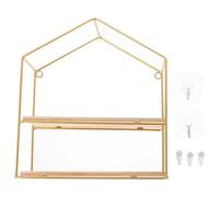 WHAMVOX Mensola da Parete in Ferro e Legno Oro, Set 1 Pezzo | Rack Decorativo Multiuso, Stile Elegante e Delicato, Soluzione Murale per Organizzare e Esporre Oggetti