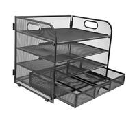 WHAMVOX Organizer Documenti da Scrivania con Cassetto Schedario Ufficio in Metallo Robusto Organizer Scrivania per Documenti e Archiviazione Efficiente