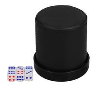 WHAMVOX Set 1 Tazza per Dadi da Gioco Verde in Pelle Artificiale con Interno in Velluto e Coperchio, Facile da Trasportare e Conservare, Accessorio Delicato con 6 Dadi per Feste e Giochi