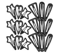 WHAMVOX Set di 18 Mollette per Chioma Donna e Bambina in Metallo Nero, Semplici ed Eleganti, per Fissare Chioma Fini Forme a Cuore, Stella e Triangolo