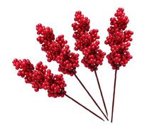 WHangXJangYE 12 pezzi di bacche rosse artificiali, bacche artificiali di Natale, rami di bacche rosse, ramoscelli con bacche, per fai da te, ghirlanda di Natale, 20 cm