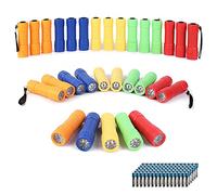 Whaply Confezione da 30 piccole mini torce, 5 colori, 9 LED, torcia portatile con cordino, confezione da 90 batterie AAA incluse per bambini, lettura notturna, feste, campeggio, emergenza, caccia