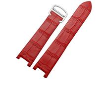 WHARGTSL Adatto for cinturino for orologio Fit For Cartier Pasha serie sottile, morbido e confortevole, cinturino in pelle nero, accessori20x12mm(Red-Steel-Z4)