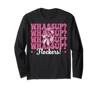 Whassup? Flockers! Divertente Fenicottero Ragazza Mamma Rosa Coquette Fiocco Maglia a Manica