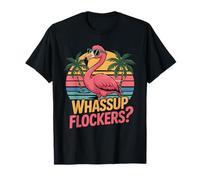 Whassup Flockers Retro Funny Pink Flamingo Occhiali da Sole Maglietta