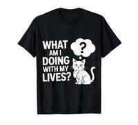 What Am I Doing with My Lives Sarcastic Cat Puns |- Maglietta