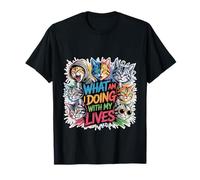 What Am I Doing with My Lives Sarcastic Cat Puns - Maglietta