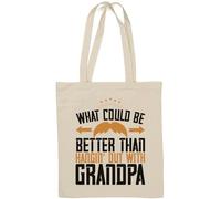 What could be better than hangin' out with grandpa baffi slogan Tote Bag in cotone naturale bianco