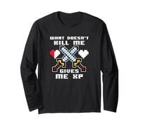 What Don't Kill Me Gives Me XP Funny Gamer Swords Dark Maglia a Manica