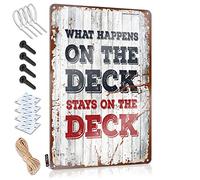 What Happens On The Deck Rimane On The Deck Modern Beer - Accessorio decorativo da appendere alla parete (20 x 30 cm)
