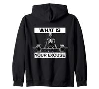 What Is Your Excuse Skeleton Gym Motivation Deadlift Art Felpa con Cappuccio